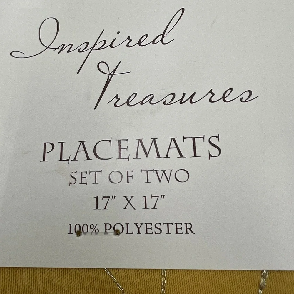 Inspired Treasures Placemats Set of 2 Gold Maple Leaf Brand New Fall Decor 17x17